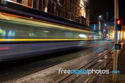 Speeding Tram Stock Photo