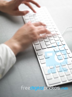 Speedy Typing With Keyboard Stock Photo