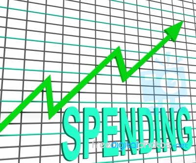 Spending Chart Graph Shows Increasing Expenditure Purchasing Stock Image