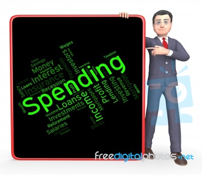 Spending Word Represents Commerce Bought And Purchasing Stock Image