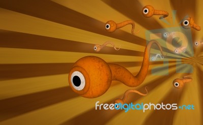 Sperm Swimming Hope To Win Stock Image