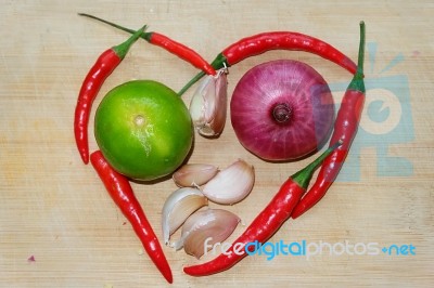 Spices, Form A Heart Shape Stock Photo