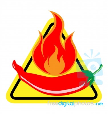 Spicy Chili Pepper Warning Sign Stock Image