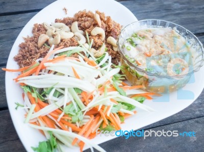 Spicy Deep Fried Tuna Salad Stock Photo