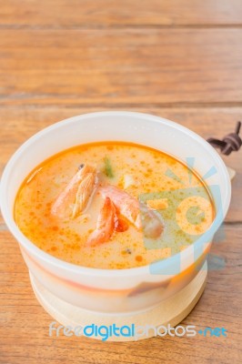 Spicy Shrimp Soup Thai Traditional Cuisine Stock Photo