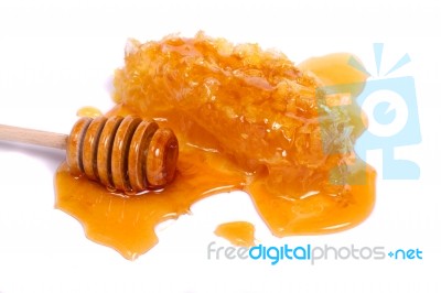 Spilled Sweet Honey Stock Photo