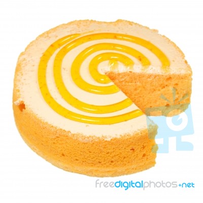 Sponge Cake Isolated On White Stock Photo