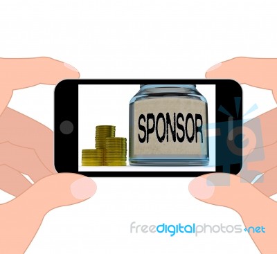 Sponsor Jar Displays Sponsorship Benefactor And Giving Stock Image