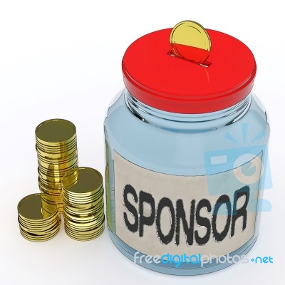 Sponsor Jar Means Donating Helping Or Aid Stock Image