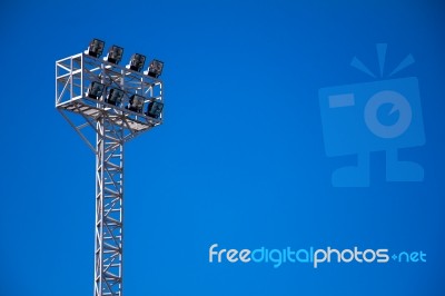 Sport Light With Blue Sky Stock Photo