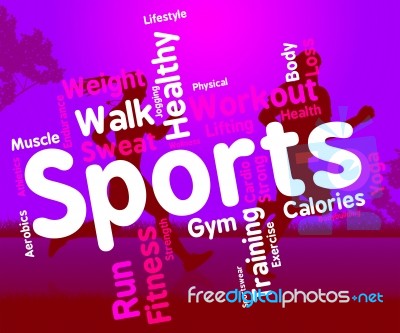 Sports Word Shows Getting Fit And Exercising Stock Image