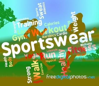 Sportswear Word Indicates Text Sweaters And Wordcloud Stock Image