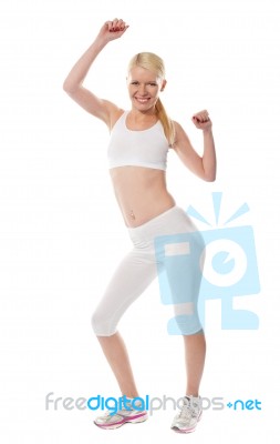 Sporty Fit Girl doing exercise Stock Photo