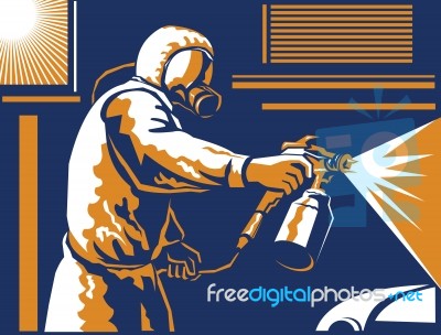 Spray Painter Painting Spraying Retro Stock Image