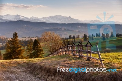 Spring Countryside In Tatras Mountains Stock Photo