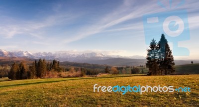 Spring Countryside In Tatras Mountains Stock Photo