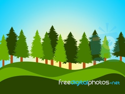 Spring Countryside Indicates Tree Trunks And Landscape Stock Image