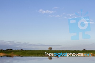 Spring Countryside Lake Landscape Stock Photo