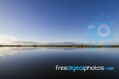 Spring Countryside Lake Landscape Stock Photo