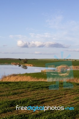 Spring Countryside Lake Landscape Stock Photo