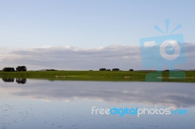 Spring Countryside Lake Landscape Stock Photo