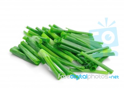 Spring Onions On A White Background Stock Photo