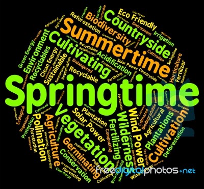 Springtime Word Represents Words Season And Seasons Stock Image