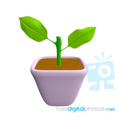 Sprout In Flowerpot Purple Color Stock Image