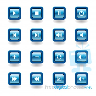 Square Media Glossy Buttons Stock Image