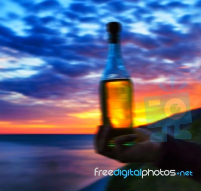 Square Vivid Russian Moonshine Ocean Beach Abstraction Backgroun… Stock Photo