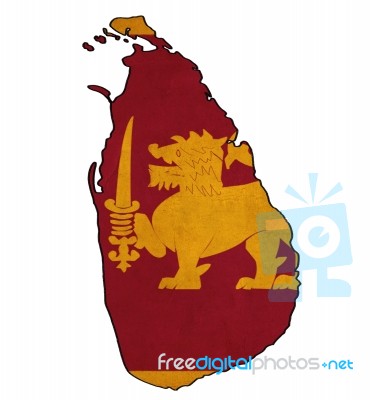 Sri Lanka Map On  Flag Drawing ,grunge And Retro Flag Series Stock Image