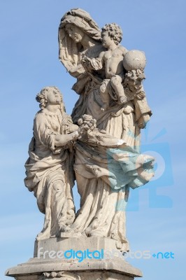 St Anna Statue On Charles Bridge In Prague Stock Photo