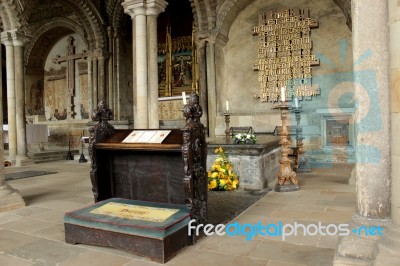 St Bedes Tomb Durham Dathedral Stock Photo