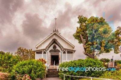 St. Benedicts Painted Church On Big Island In Hawaii Stock Photo