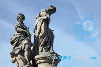 St Ivo Statue On Charles Bridge In Prague Stock Photo