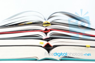 Stack Of Open Books Stock Photo