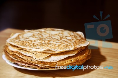 Stack Of Pancakes On A Plate Stock Photo