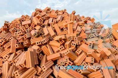 Stack Of Red Bricks Stock Photo