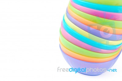 Stacked Colorful Bowls On White Stock Photo