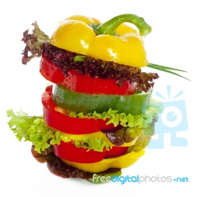 Stacking Sliced Salad Stock Photo