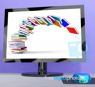 Stacks Books On Computer Stock Image