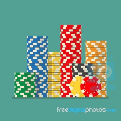 Stacks Colorful Poker Chips Stock Image