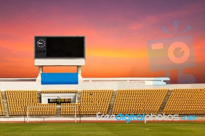 Stadium With Scoreboard Stock Photo