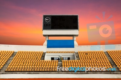 Stadium With Scoreboard Stock Photo