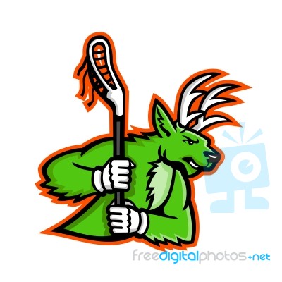 Stag Deer Lacrosse Mascot Stock Image