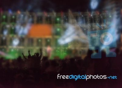 Stage Lights Live Concert Colorful Blurred Background Stock Photo