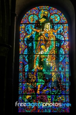 Stained Glass Window In Canterbury Cathedral Stock Photo