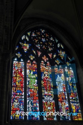 Stained Glass Window In Canterbury Cathedral Stock Photo