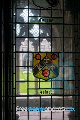 Stained Glass Window In Canterbury Cathedral Stock Photo