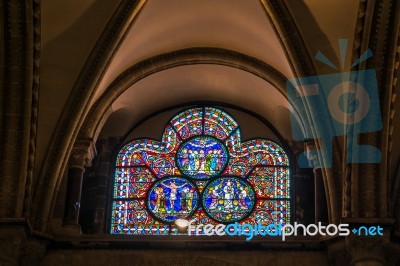 Stained Glass Window In Canterbury Cathedral Stock Photo